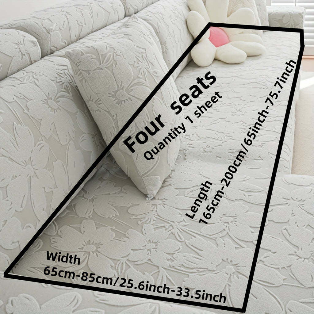 Housse de canapé épaisse extensible en polaire à housses séparées, gros plan sur le tissu