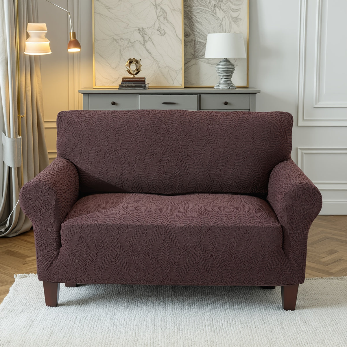 Housse de canapé extensible en polaire jacquard, gros plan sur le tissu
