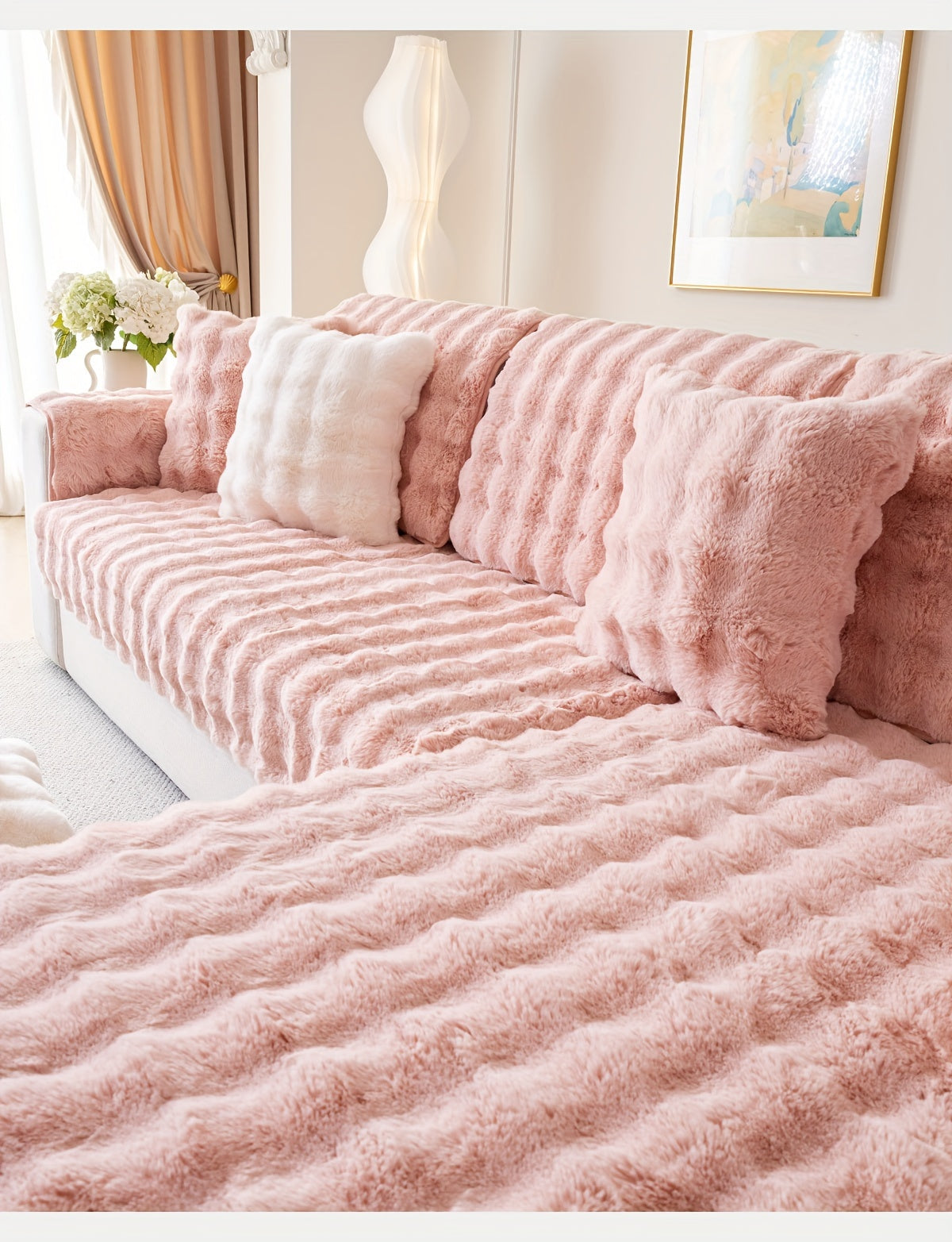 Housse de canapé en peluche antidérapante à housses séparées, visuel produit