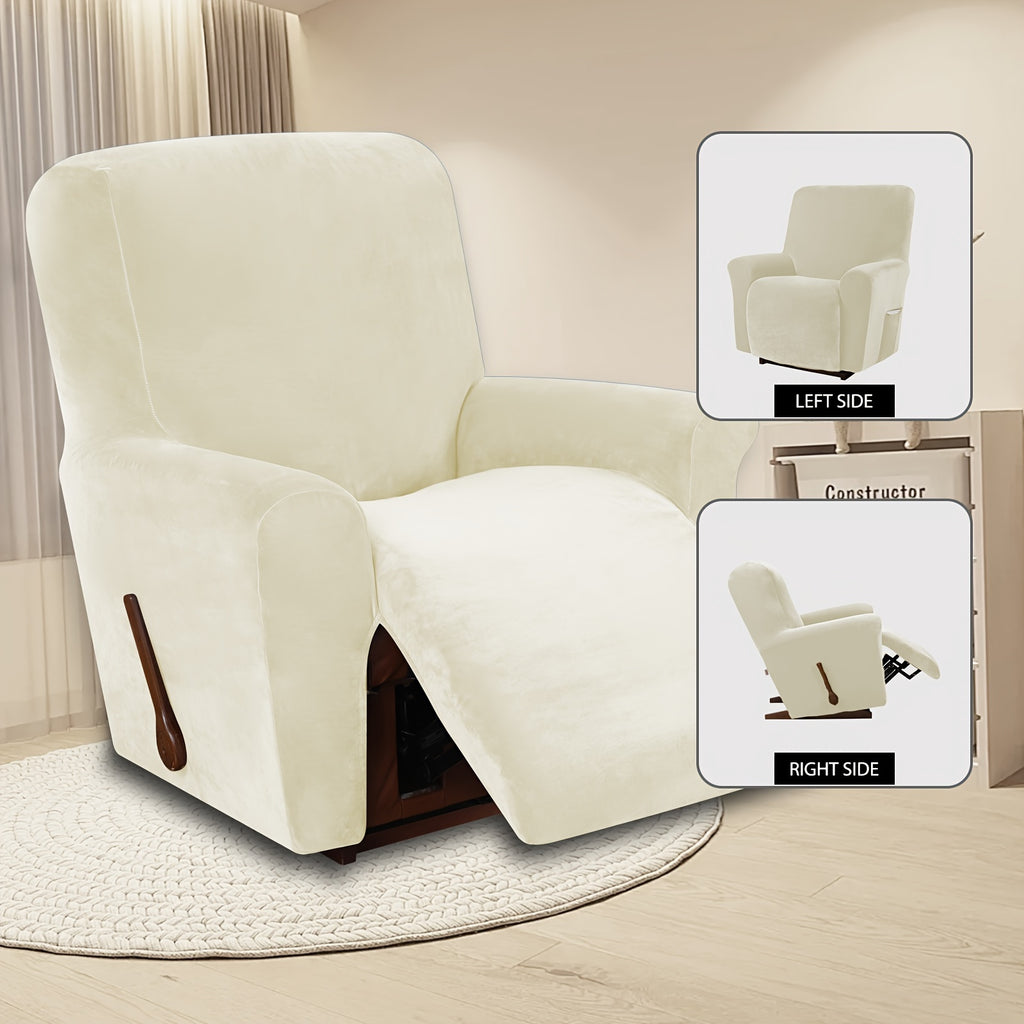 Housse de fauteuil épaisse extensible en velours, housse posée