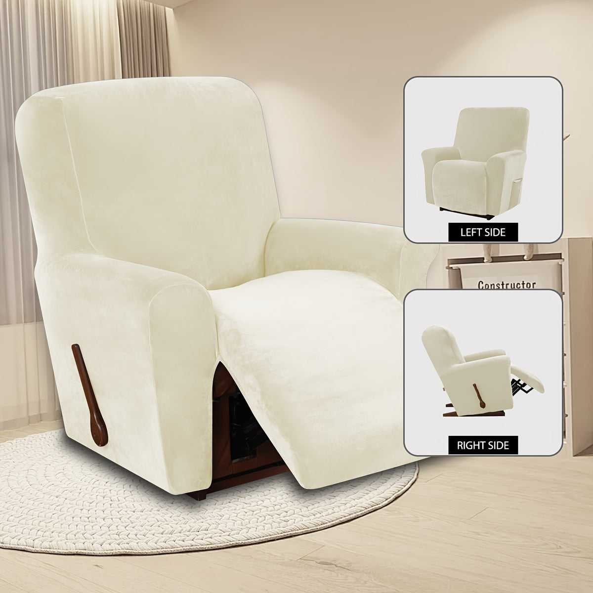 Housse de fauteuil épaisse extensible en velours, housse posée