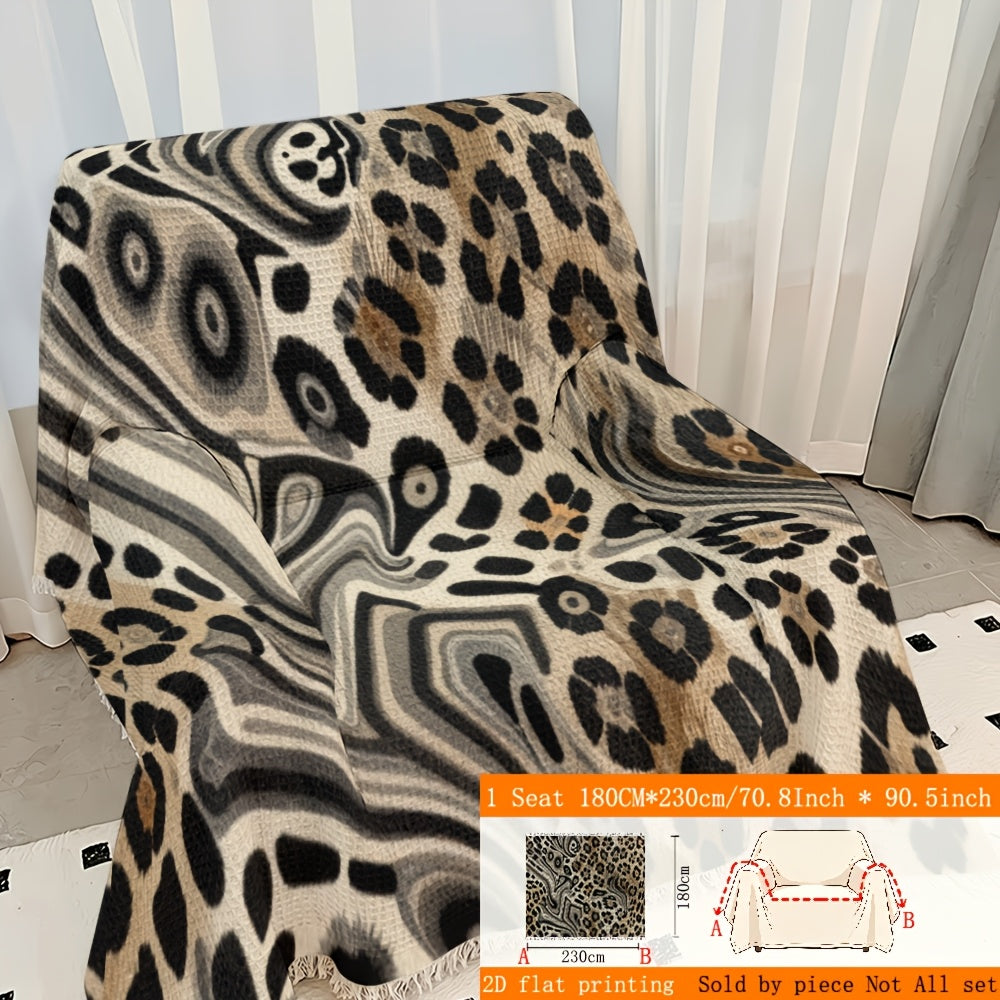 Housse de canapé en polyester imprimée à motif léopard, tissu de 280 g/m²