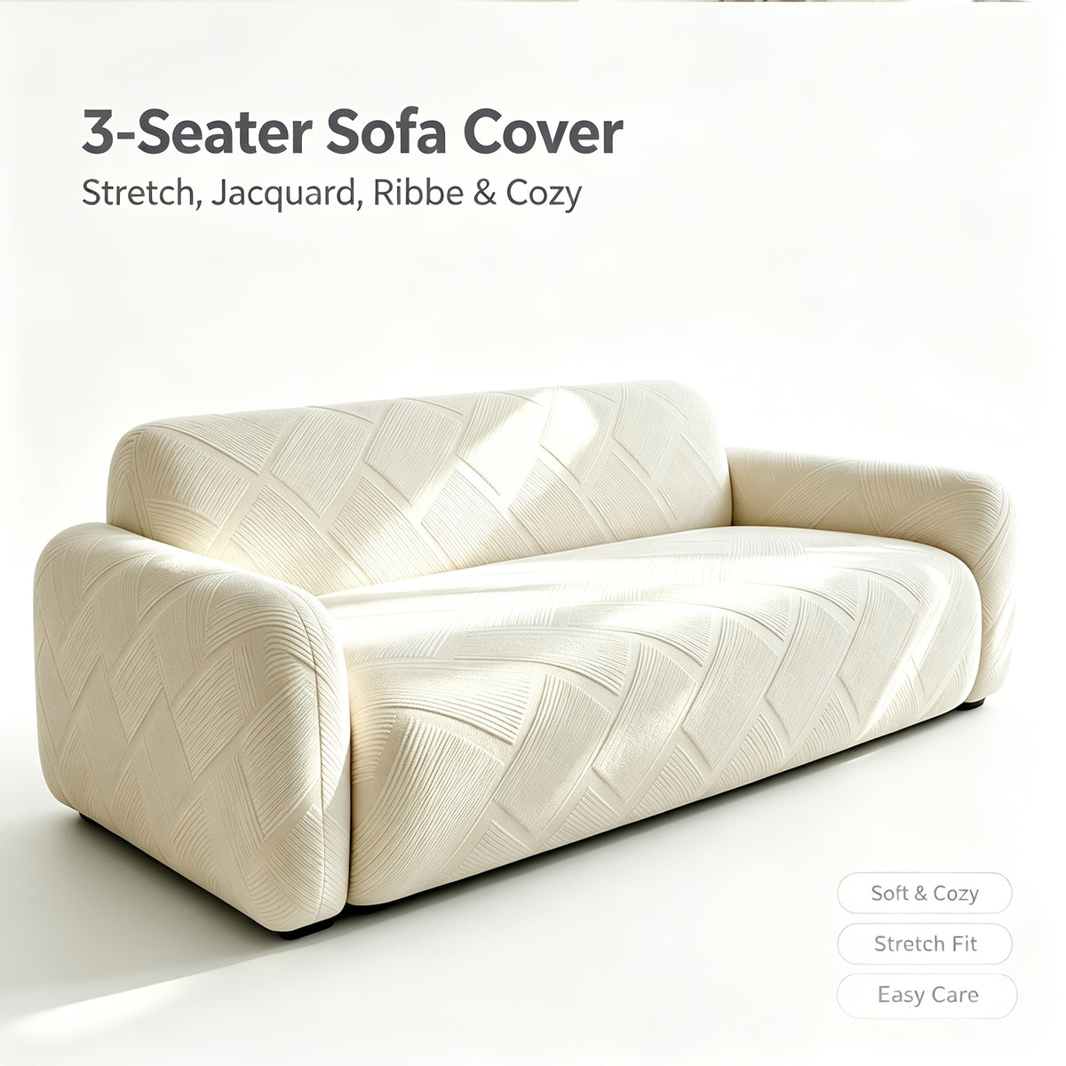 Housse de canapé extensible en polaire jacquard antidérapante, gros plan sur le tissu