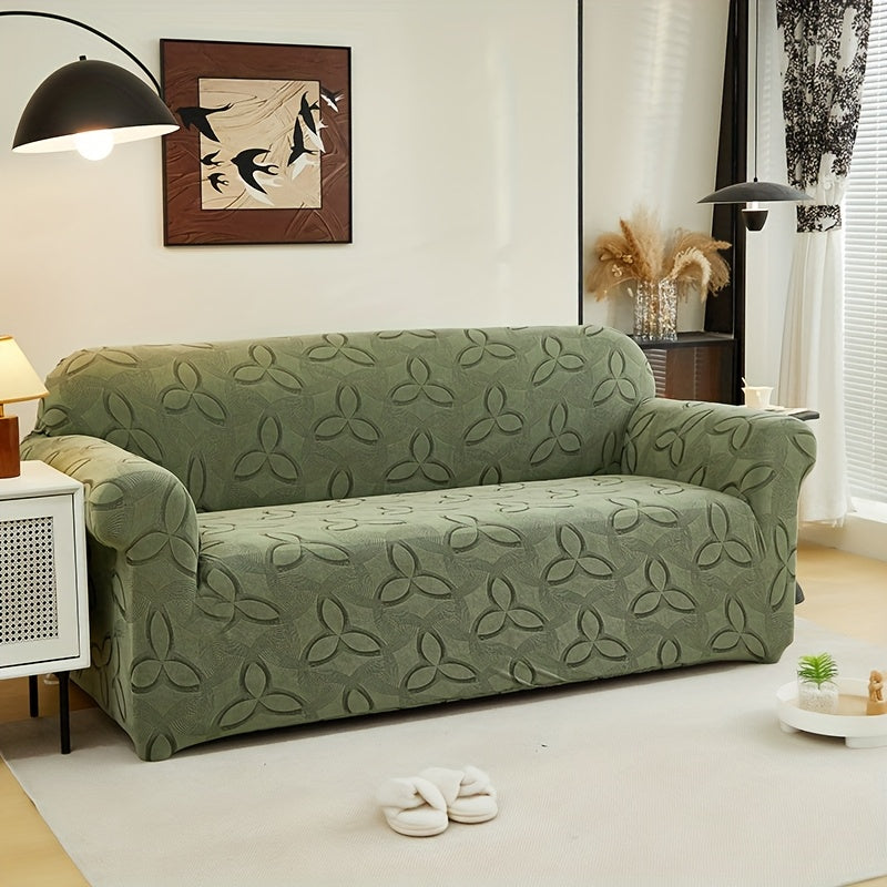 Housse de canapé en jacquard à motif feuillage, vue d'ensemble