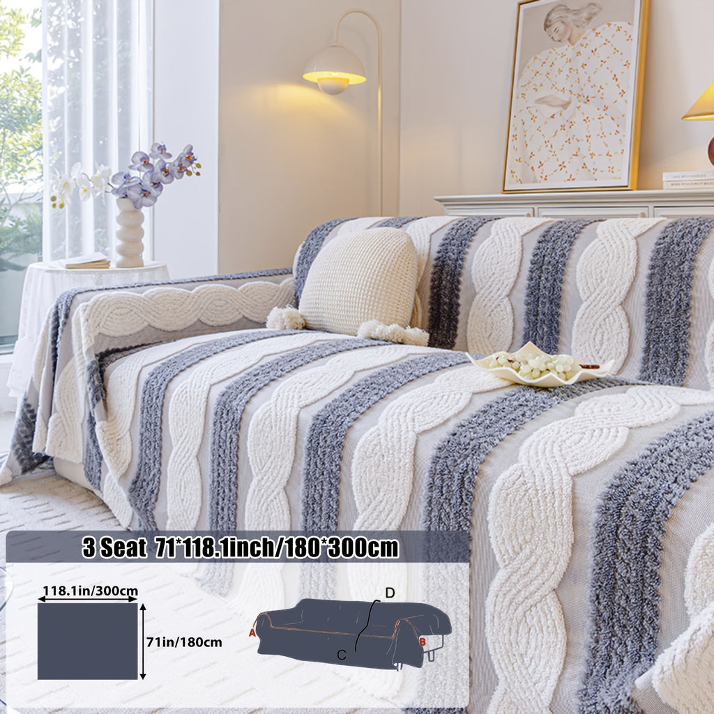 Housse de canapé épaisse en velours jacquard anti-griffes, vue d'ensemble