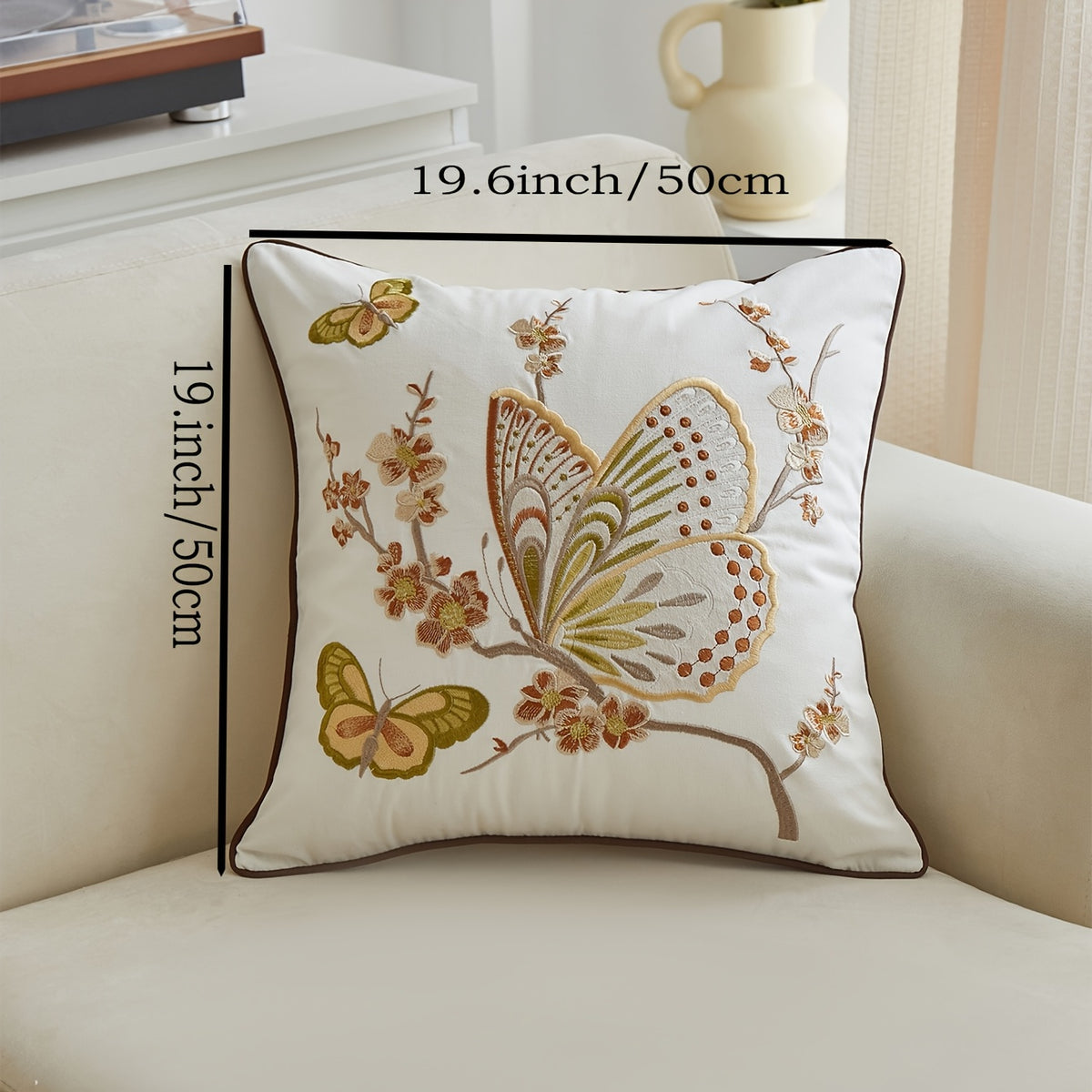 Housse de coussin d'esprit campagne, détail de la finition