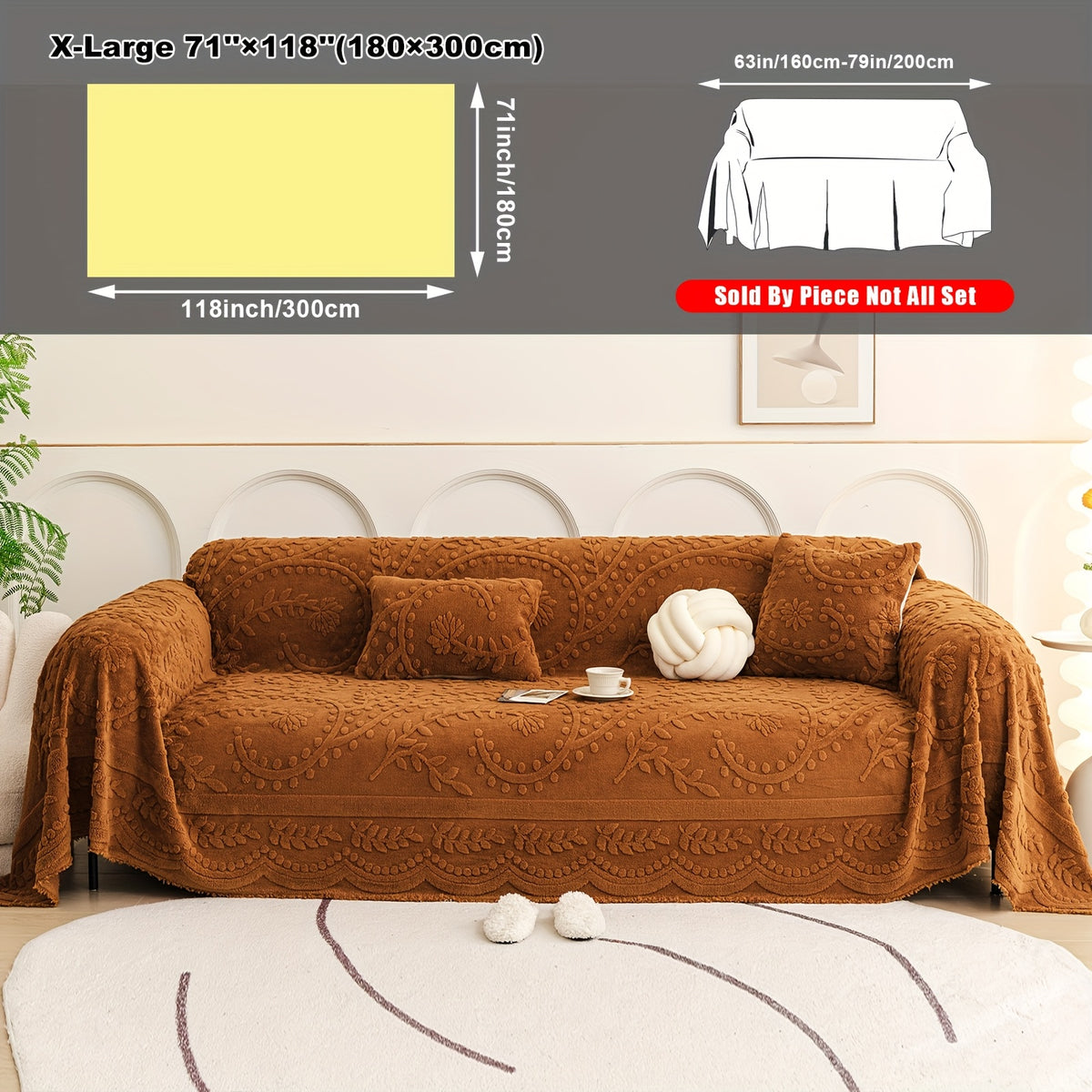 Housse de canapé en velours jacquard d'esprit bohème, vue d'ensemble