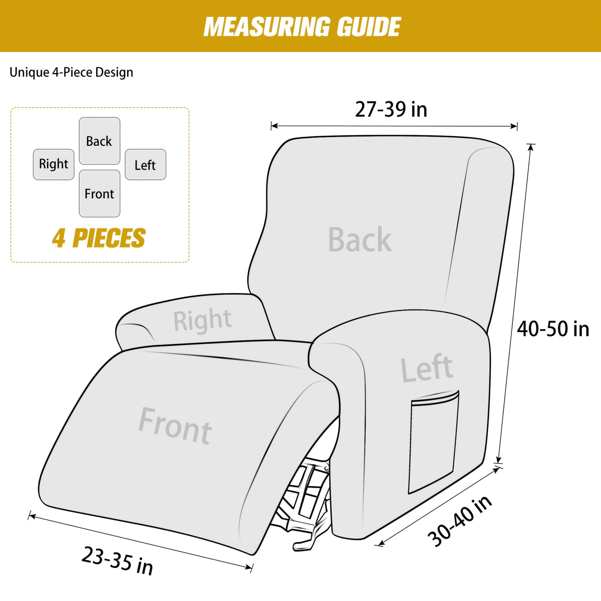 Housse de canapé extensible en velours, détail de l'ourlet