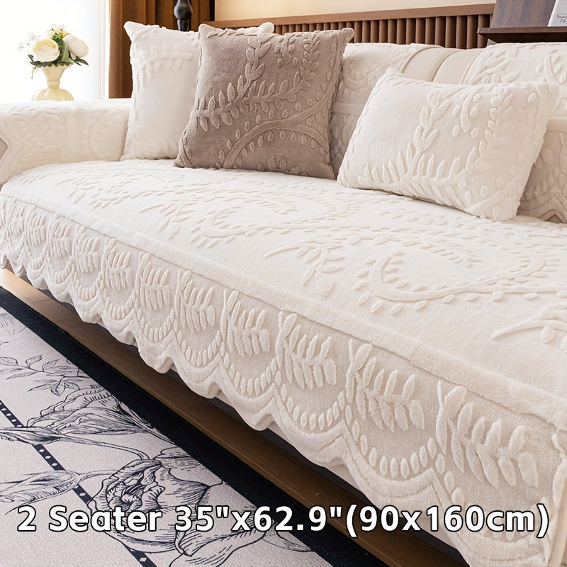 Housse de canapé en peluche jacquard à motif léopard antidérapante, visuel produit