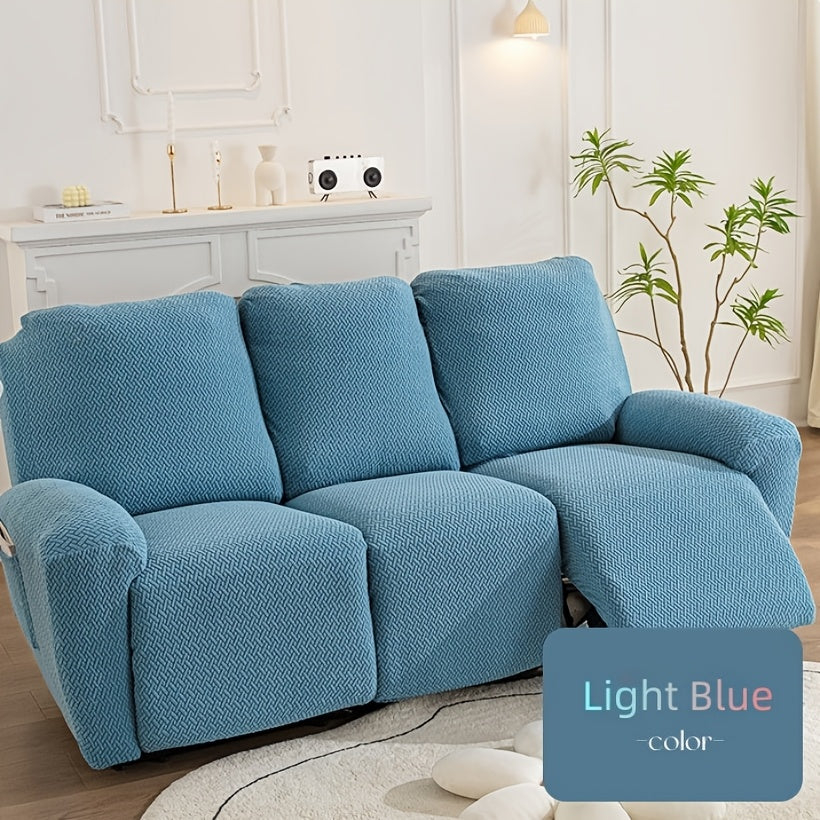 Housse de canapé extensible en polaire jacquard à motif géométrique, vue de dos