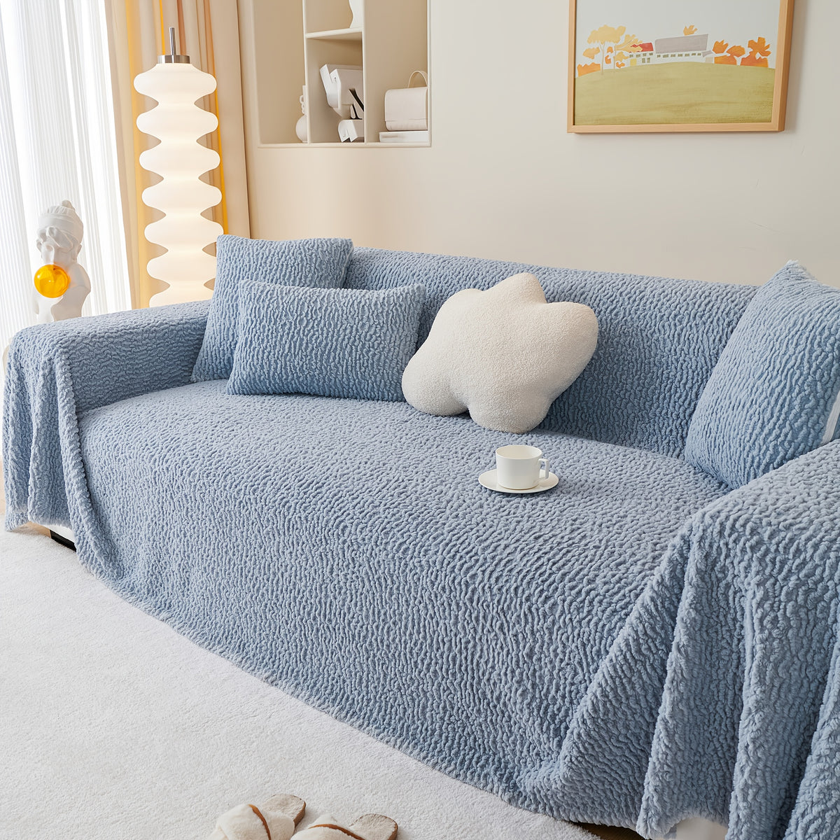 Housse de canapé en jacquard au rendu glamour, détail de la finition