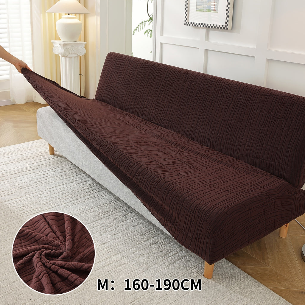 Housse de canapé extensible en polaire jacquard sans accoudoirs — détail de la matière : polaire