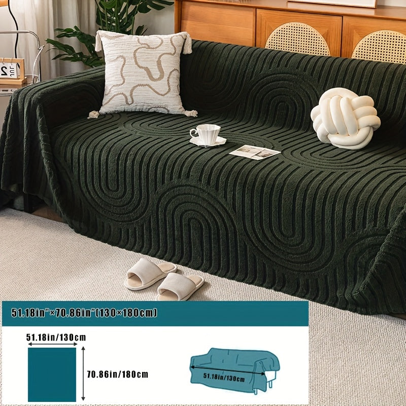 Housse de canapé épaisse en velours jacquard d'esprit vintage, vue d'ensemble