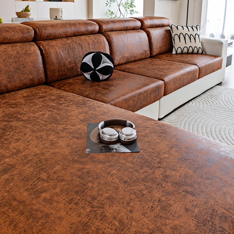 Housse de canapé extensible en polyester d'esprit vintage, détail de l'ourlet