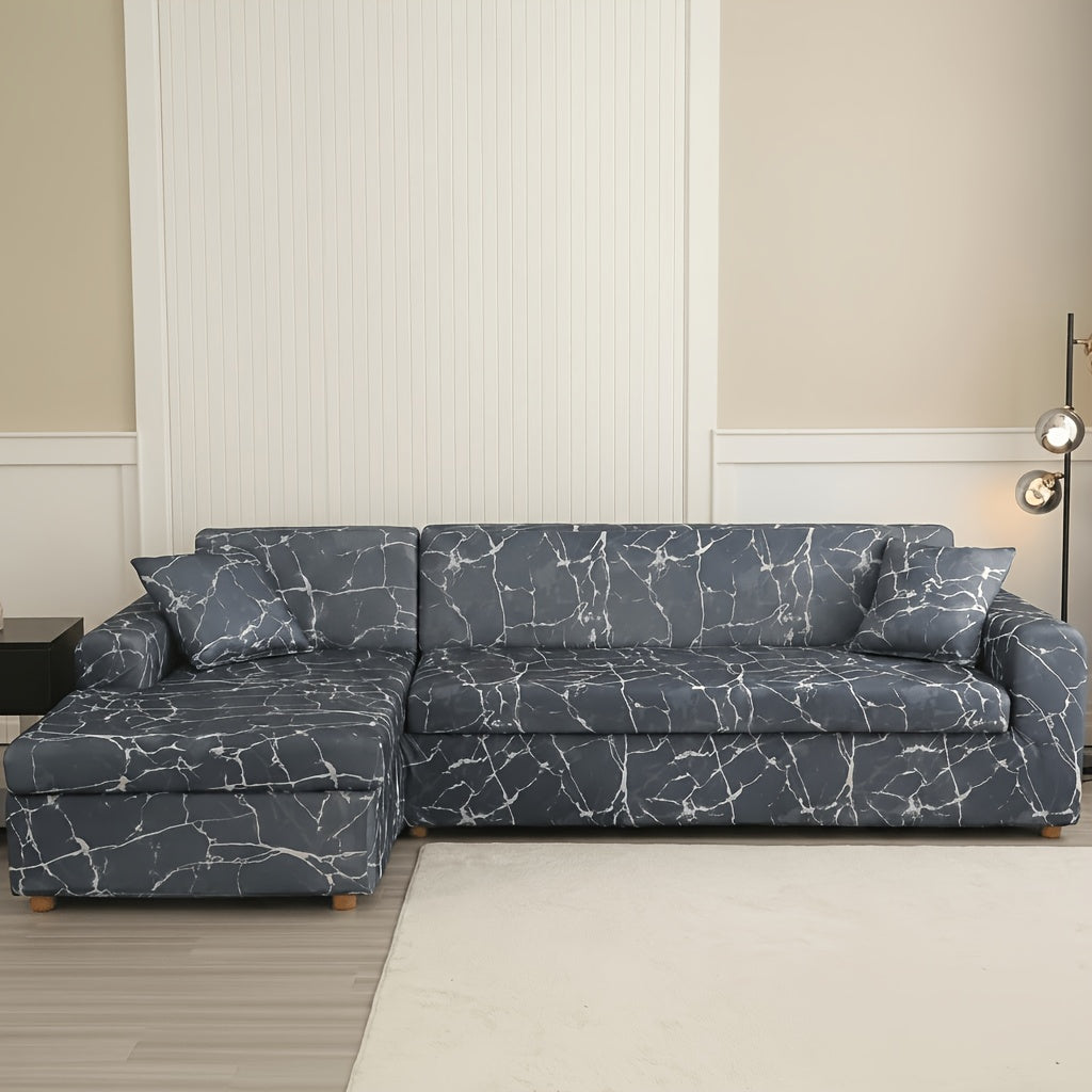 Housse de canapé en velours pour canapé trois places au rendu glamour, mise en situation