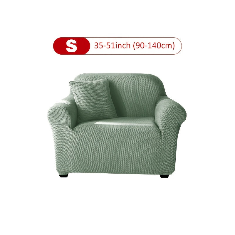 Housse de canapé extensible en velours côtelé jacquard en T, détail de l'ourlet