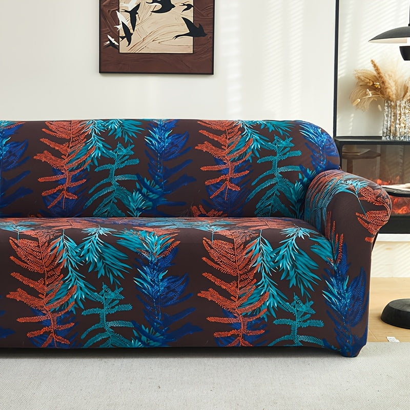 Housse de canapé extensible en fibre de lait matelassée à motif tropical