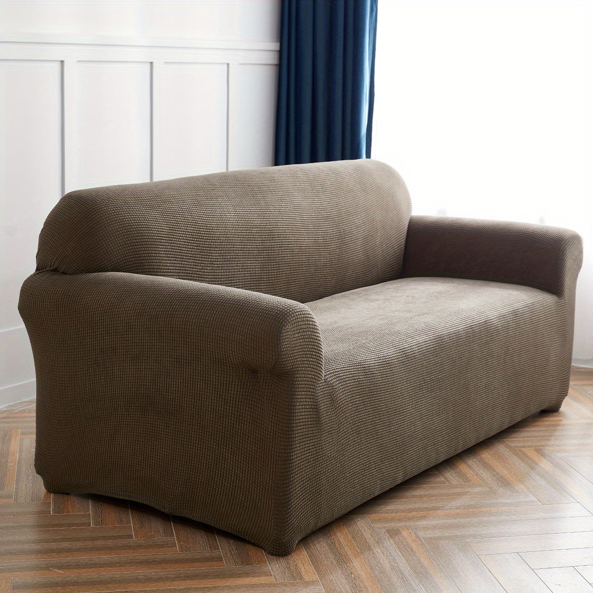 Housse de canapé extensible en polaire matelassée antidérapante, housse posée
