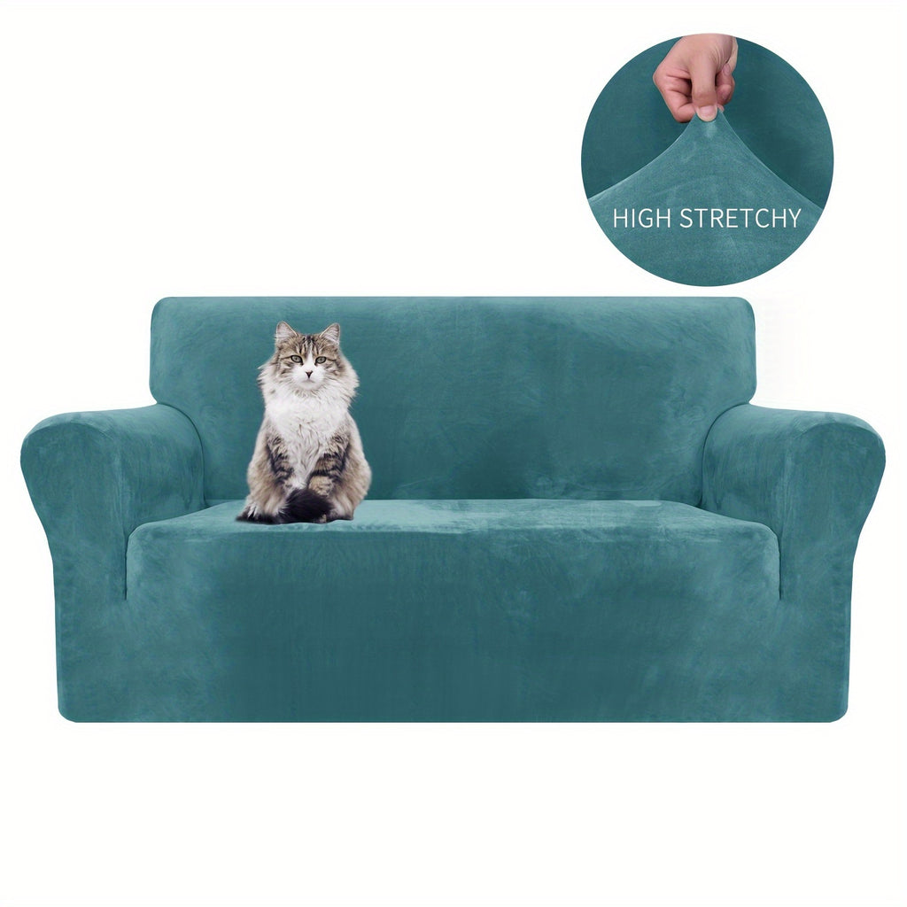 Housse de canapé extensible en velours jacquard antidérapante d'esprit vintage, autre coloris