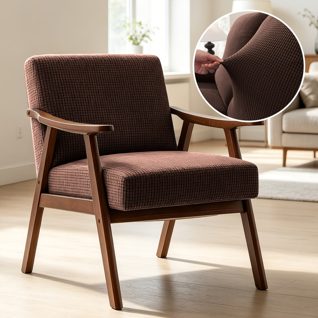 Housse de chaise épaisse extensible en polaire jacquard, vue d'ensemble