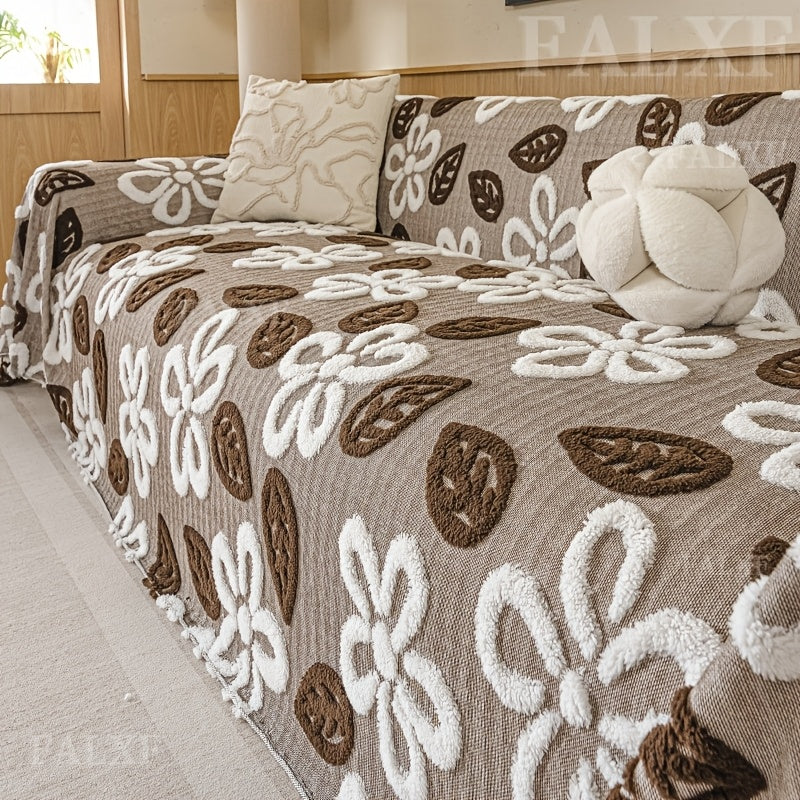 Housse de canapé en velours jacquard à rayures, vue d'ensemble
