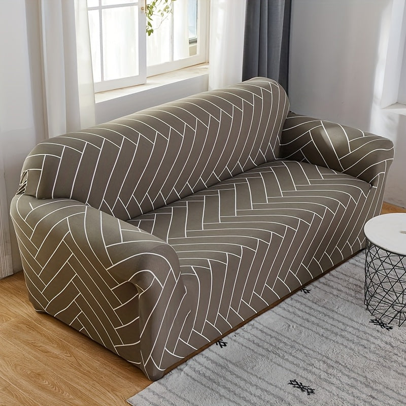 Housse de canapé extensible en fibre de lait matelassée à motif tropical, housse posée