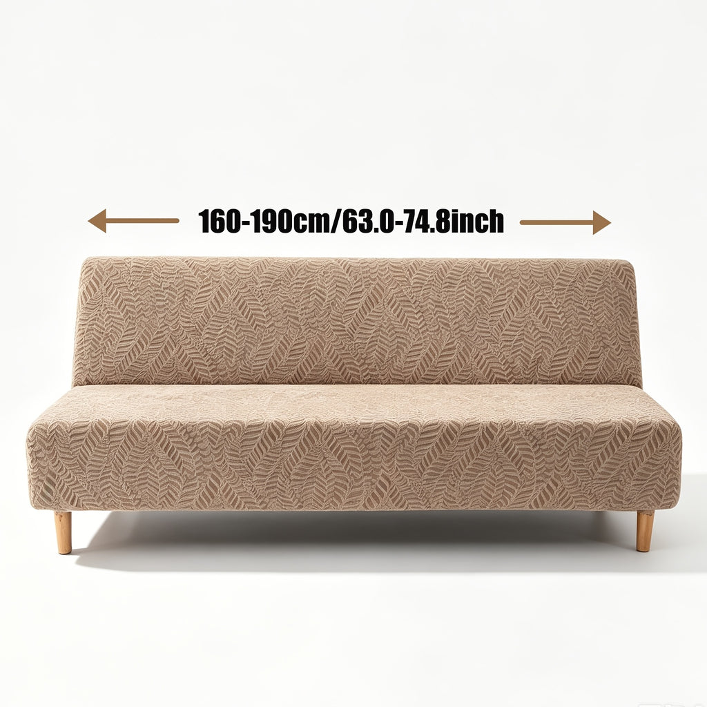 Housse de canapé extensible en polaire jacquard à rayures sans accoudoirs, gros plan sur le tissu