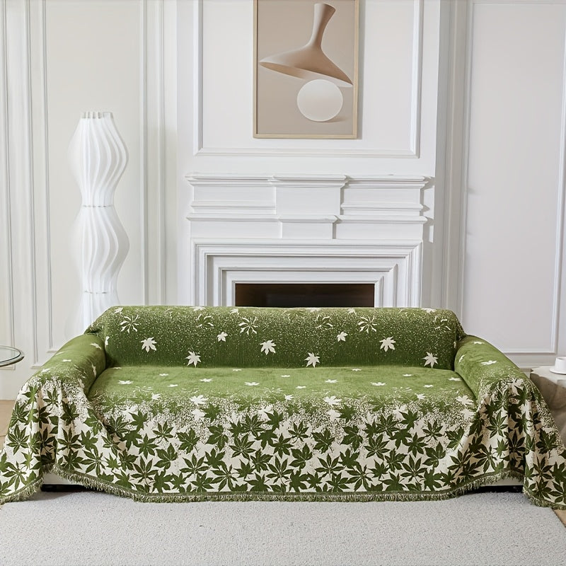 Housse de canapé épaisse en chenille, détail de l'ourlet