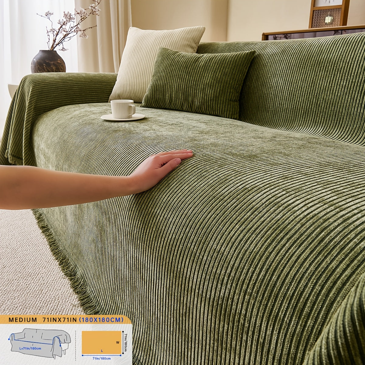 Housse de coussin épaisse en chenille, mise en situation