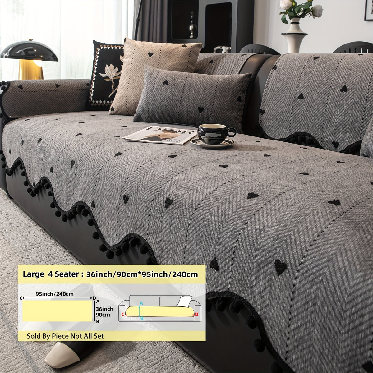 Housse de coussin en chenille jacquard antidérapante, mise en situation