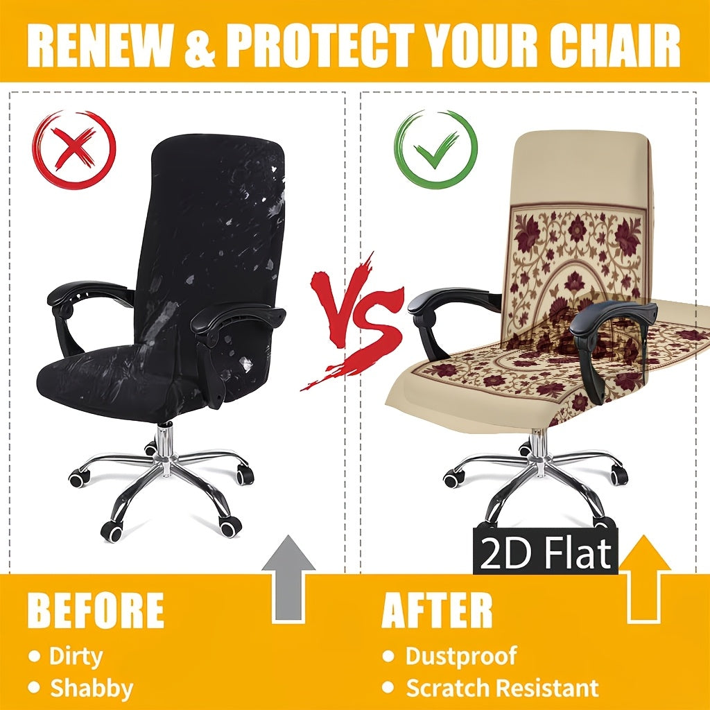Housse de chaise en polyester à motif fleuri à fermeture éclair, détail de la finition