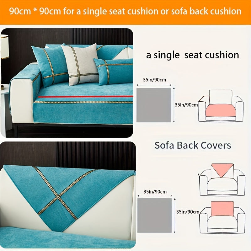 Housse de canapé épaisse en chenille antidérapante, compatible fauteuil, canapé deux places, canapé trois places