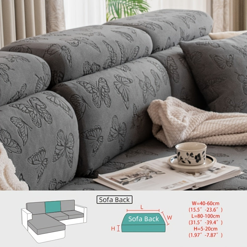 Housse de canapé extensible en polaire jacquard à rayures d'esprit bohème, détail de l'ourlet