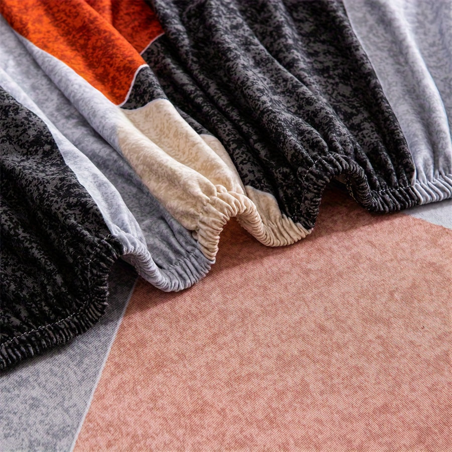 Housse de canapé extensible en fibre de lait à rayures, vue d'ensemble