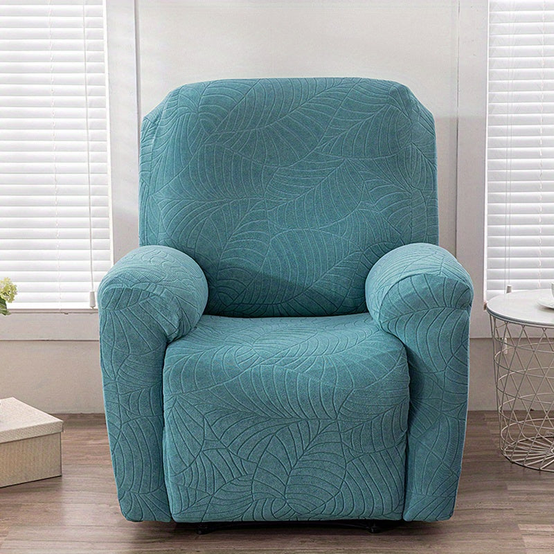 Housse de canapé épaisse extensible en polaire jacquard à motif feuillage, détail de l'ourlet