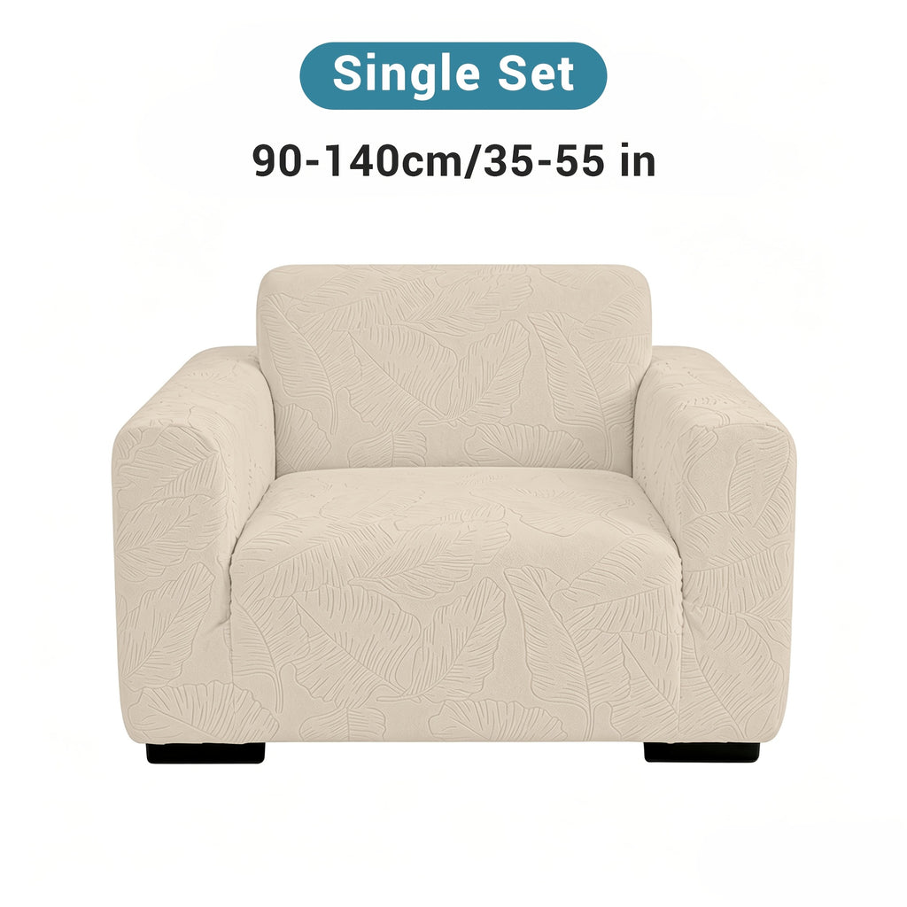 Housse de canapé extensible en polaire jacquard à motif feuillage