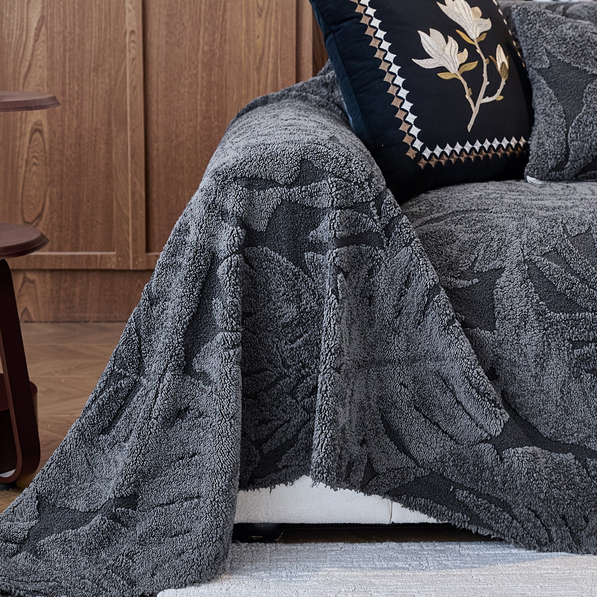 Housse de coussin épaisse en chenille matelassée antidérapante à housses, visuel produit