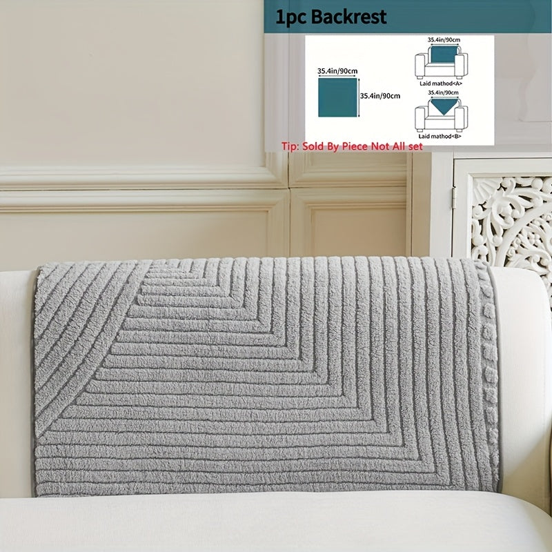 Housse de canapé en velours jacquard antidérapante d'esprit bohème, housse posée