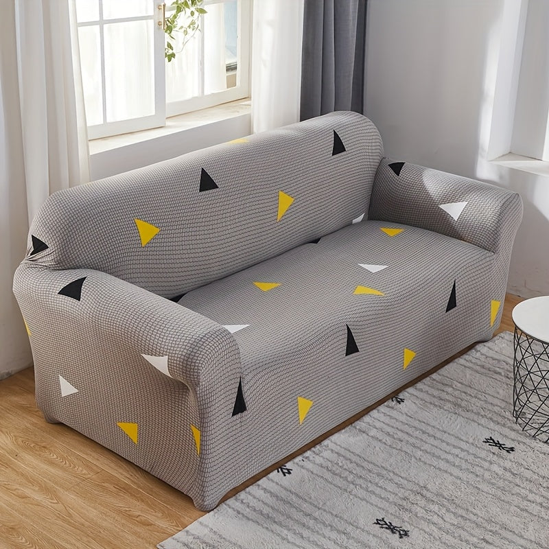Housse de canapé extensible en fibre de lait matelassée à motif tropical, vue d'ensemble