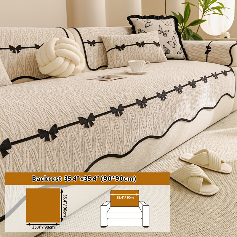 Housse de coussin en chenille en fils teints à motif vagues, autre coloris