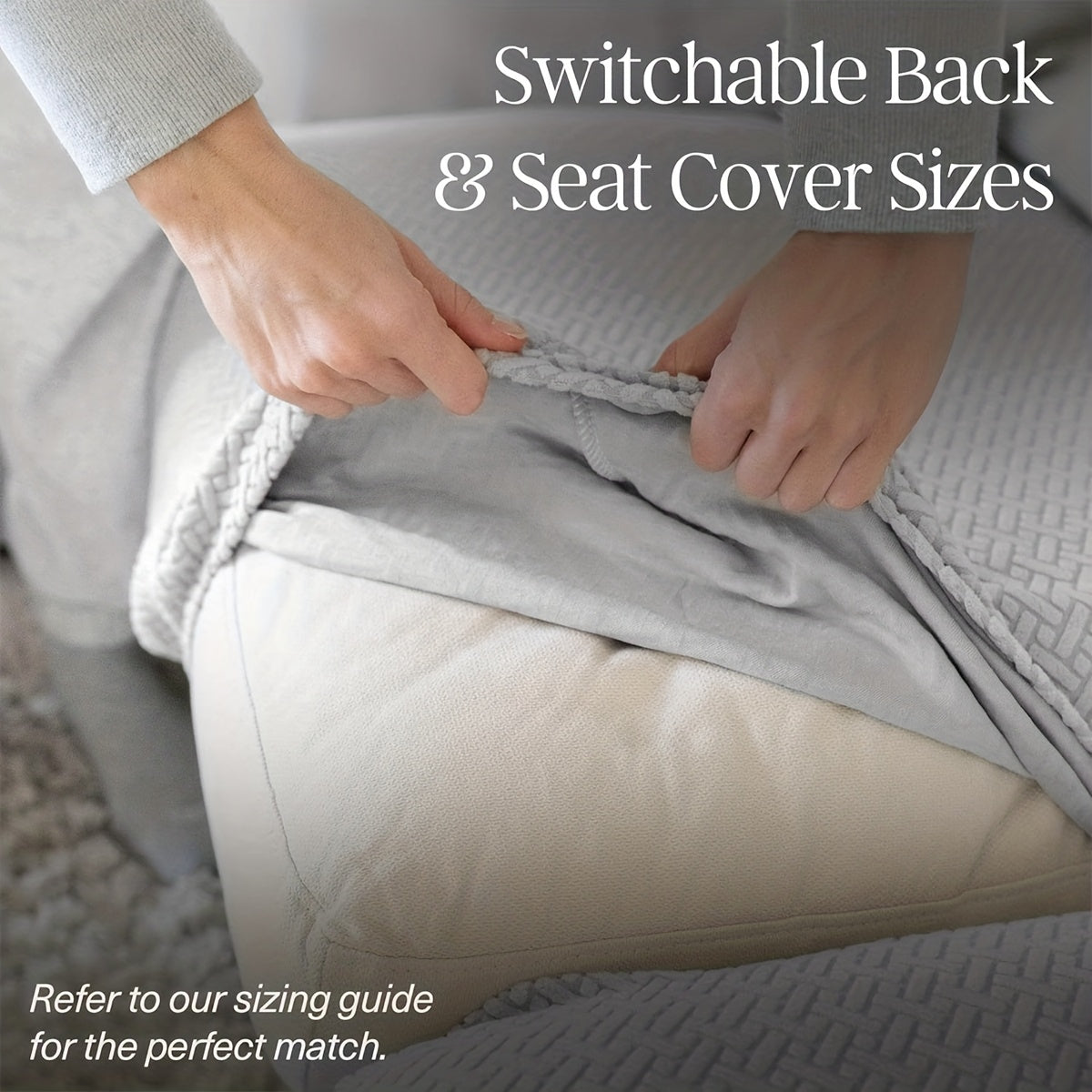 Housse de canapé extensible en polaire jacquard en T, vue de dos