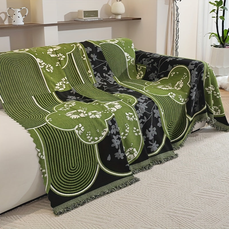 Housse de coussin en chenille antidérapante d'esprit vintage, gros plan sur le tissu