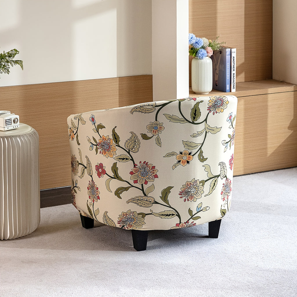 Housse de canapé extensible en fibre de lait imprimée d'esprit vintage, mise en situation