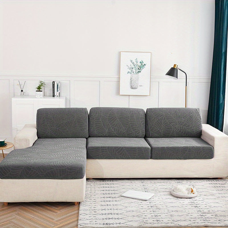 Housse de coussin extensible en velours jacquard, mise en situation
