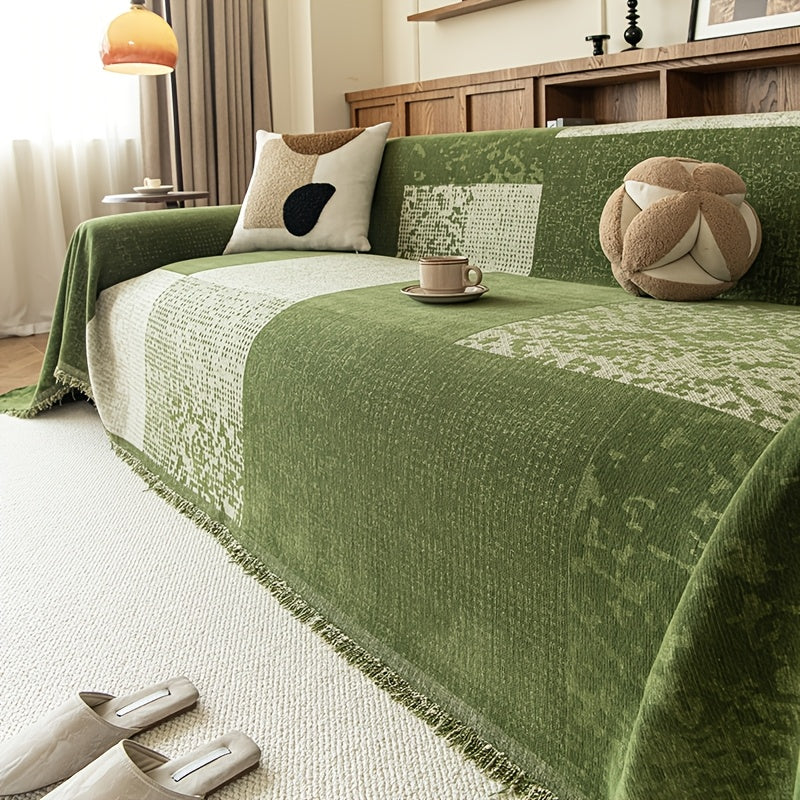 Housse de canapé en jacquard à rayures antidérapante d'esprit bohème, autre coloris