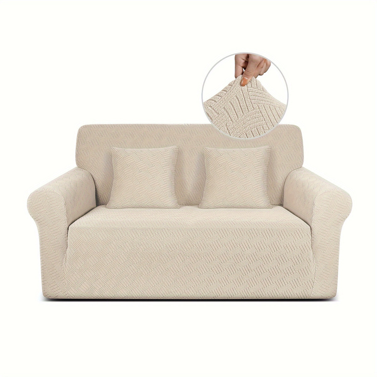 Housse de canapé épaisse extensible en polaire jacquard, vue de dos