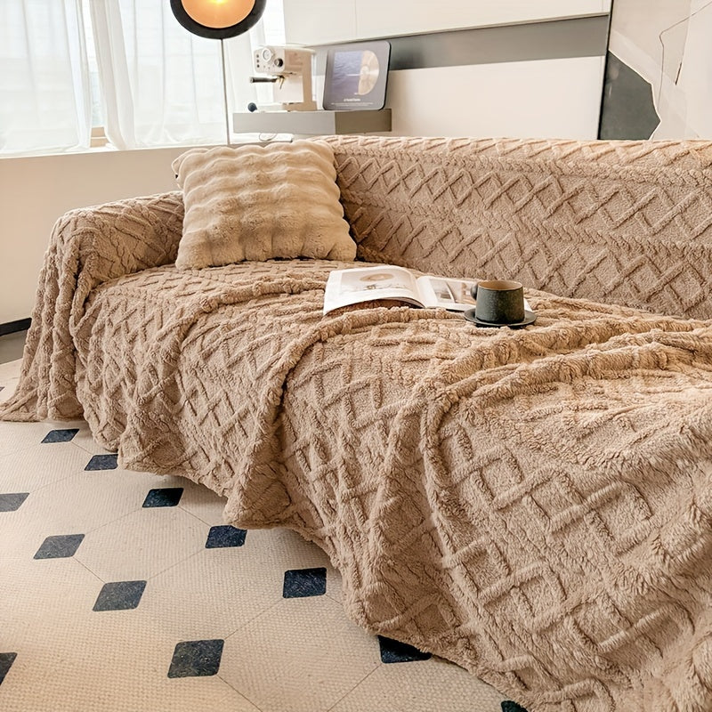 Housse de canapé épaisse en velours jacquard, gros plan sur le tissu