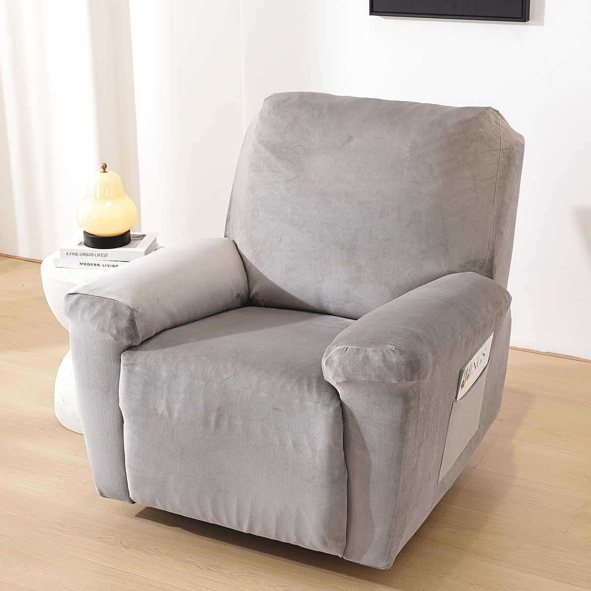 Housse de canapé extensible en velours à housses séparées — détail de la matière : velours