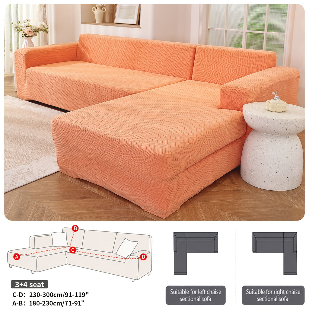 Housse de canapé épaisse extensible en polaire jacquard, gros plan sur le tissu