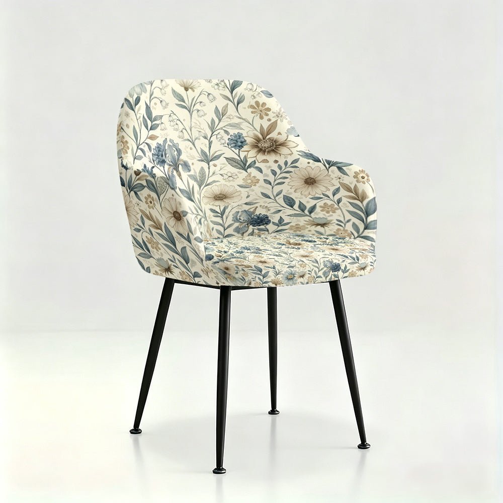 Housse de fauteuil extensible en fibre de lait imprimée à motif fleuri, mise en situation